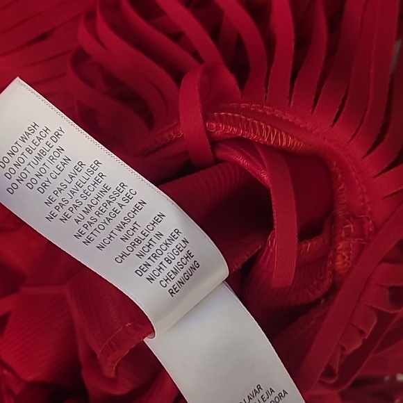 EUC Adrianna Papell Red Double Fringe Hem Sleeveless Cocktail Dress - Picture 13 of 14